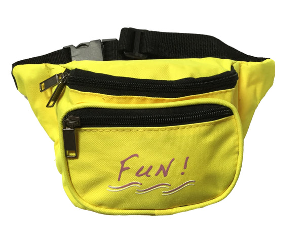 Yens 3 Zippered Fanny Pack w/Fun Logo, FN-03F (Neon Yellow)